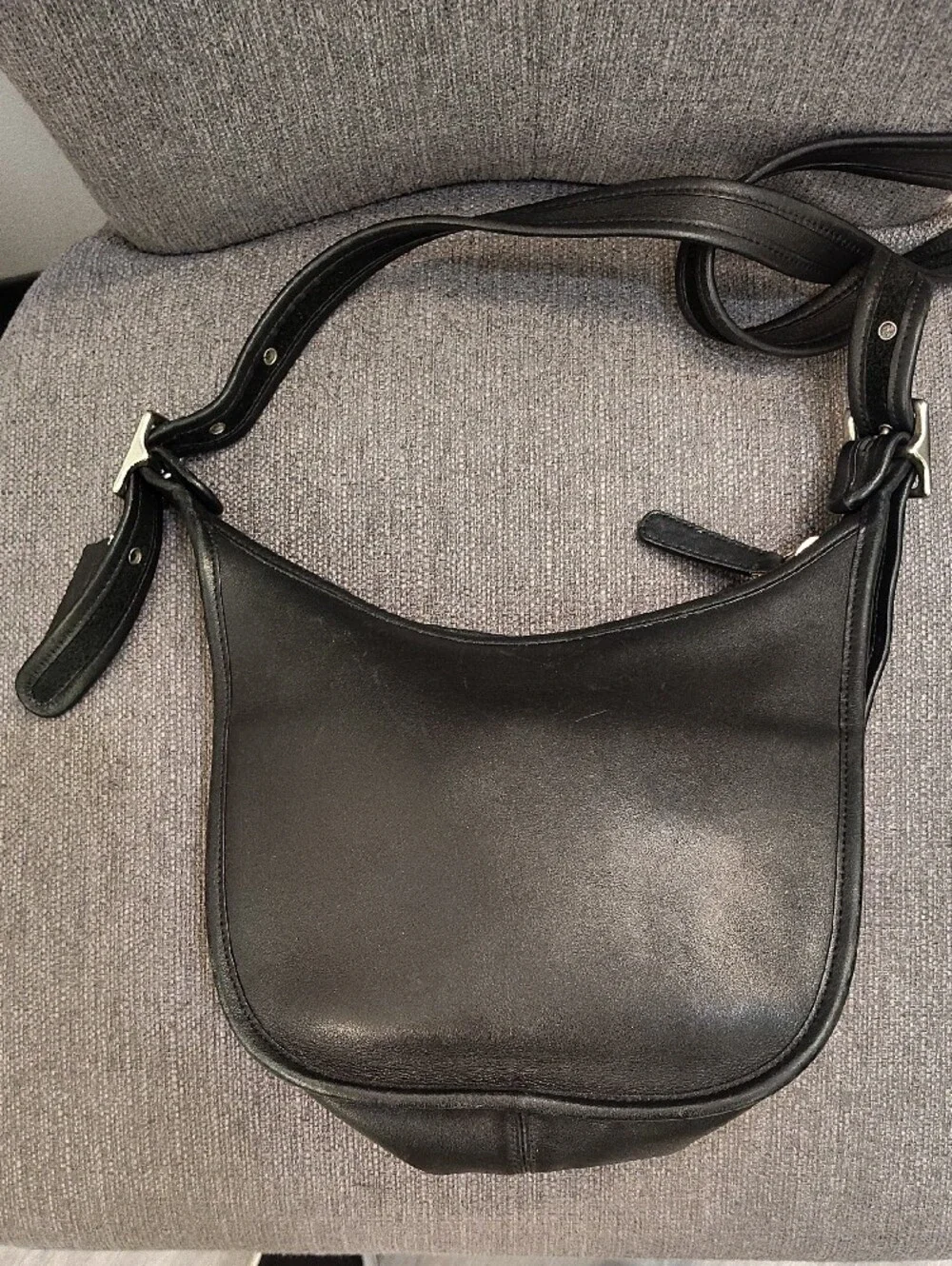 Coach Black Leather Shoulder Bag with Adjustable Strap